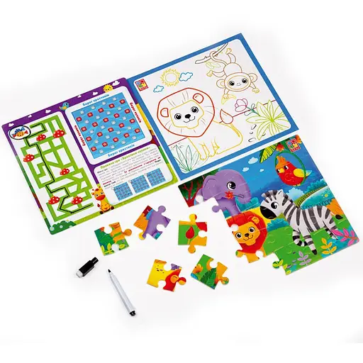 Развивающий набор 4 в 1 Зоопарк VT2002-02 пазл, раскраска, маркер - фото 3