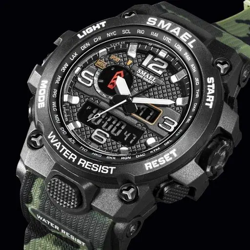 Водостойкие тактические кварцевые часы Smael Tank black - фото 2