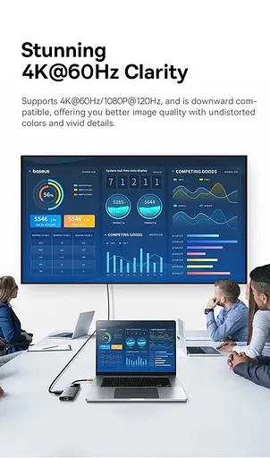 Хаб адаптер док-станция Baseus 6-in-1 Metal Gleam Series II USB-C to HDMI + LAN (RJ-45) B00061802813-00 - фото 6