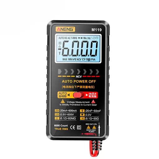 Мультиметр ANENG M119, вимірювання: V, A, R, C, T, F, функція hFE - фото 2