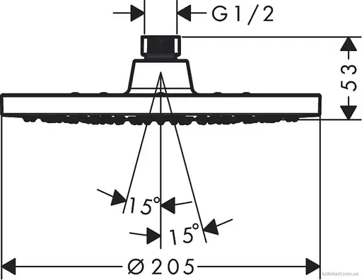 Верхний душ 200 мм Hansgrohe Vernis Blend 26271670 черный матовый - фото 2
