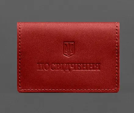 Кожаная обложка для пенсионного удостоверения красная - фото 1