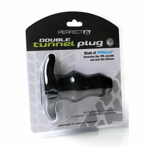 Анальний тонель Perfect Fit Double Tunnel Plug L 15 см (чорный) - фото 2
