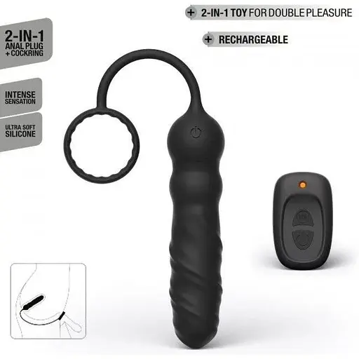 Анальный вибратор Dorcel Deep Seeker с эрекционным кольцом и пультом ДУ - фото 2