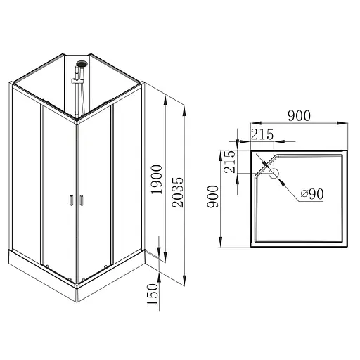 Душевая кабина Volle Solar 90x90 с поддоном 11-88-172, прозрачный, хром - фото 2