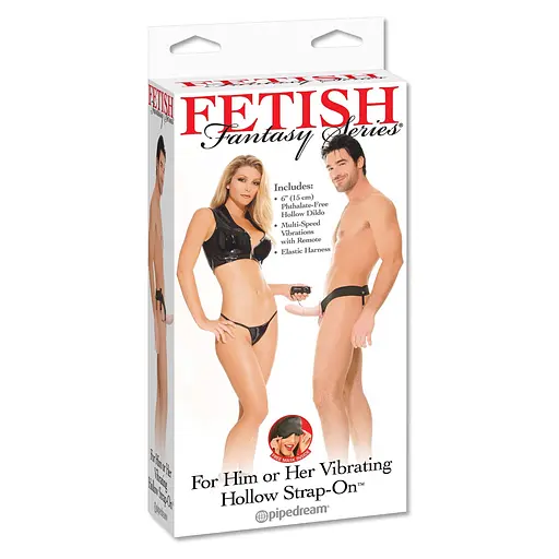 Страпон полый с вибрацией Fetish Fantasy Hollow 15 см телесный