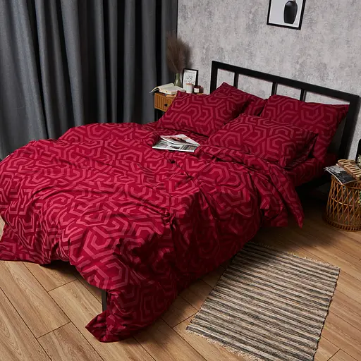 Пододеяльник Moon&Star Бязь Gold Люкс Burgundy Charm Полуторный Евро 160x220 см - фото 3