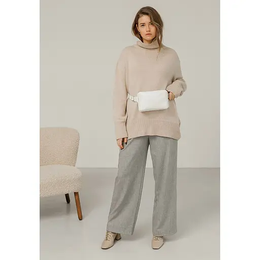 Шкіряна жіноча поясна сумка Dropbag Mini біла - фото 7