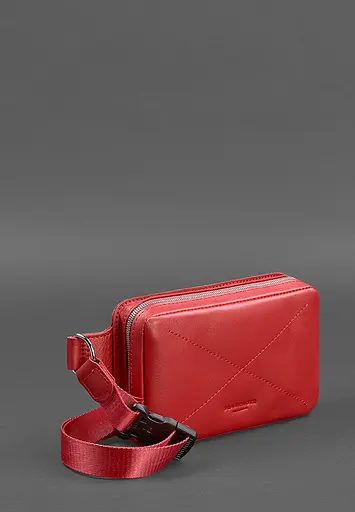 Шкіряна жіноча поясна сумка Dropbag Mini червона - фото 3