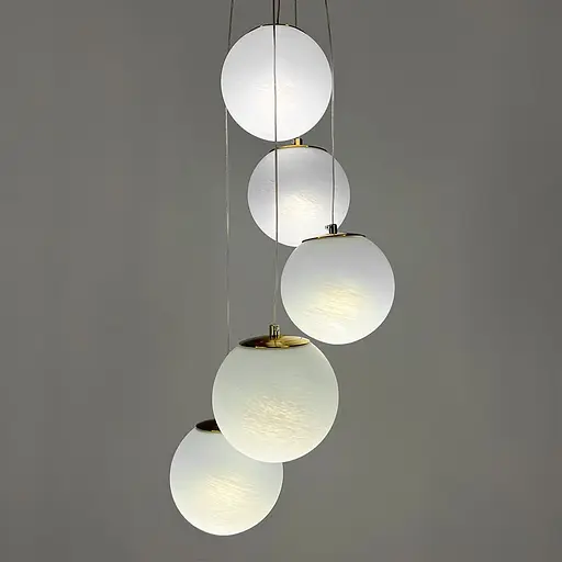 Люстра-пучок на 5 мармурових плафонів | Line F | Арт. MJ141/5 AB+WT - фото 3