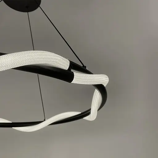 Люстра с черным кольцом и оплетенным неоном Ø 60 см | Ст. JU 25-600 BK | Line F - фото 4