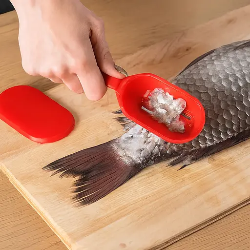 Рибочистка пластикова з контейнером 20 см, Kitchette Червоний 87517 - фото 2