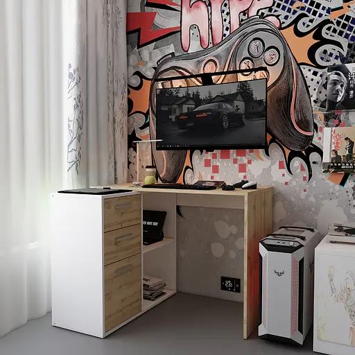 Офісний стіл Doros T8 Білий/Дуб Артізан 100х83х75 (41516060) - фото 8