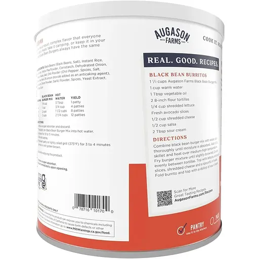 Фарш из черной фасоли для котлет бургеров Augason Farms 38 порций 25 лет срок хранения - фото 2