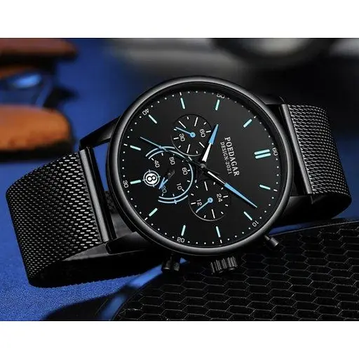 Чоловічий наручний годинник Poedagar Misto (Чорний) - фото 2