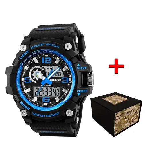 Наручные часы мужские 012BUBKPO Поліція Чорные с синим + Коробка. Patriot acs0030998