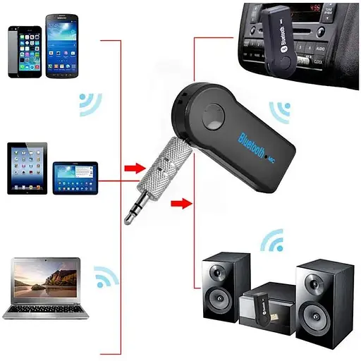 Бездротовий автомобільний Блютуз - ресивер Car Bluetooth 201 Чорний - фото 2