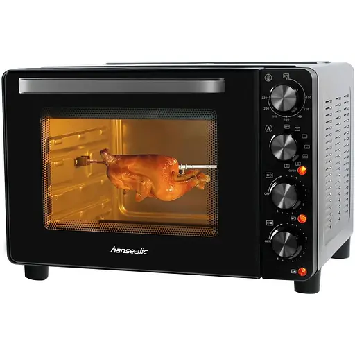 Мультидуховка Hanseatic "HMO287BKB з 2 склокерамічними варочними варочними", верхнім/нижнім нагріванням/циркуляцією; 28 л - фото 4