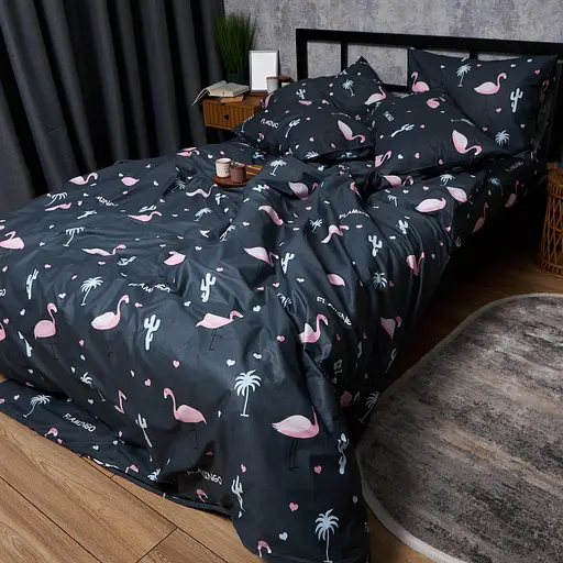 Комплект постільної білизни Moon&Star Satin Elit Flamingo King Size 220x240 см наволочки 2х40х60 см - фото 7