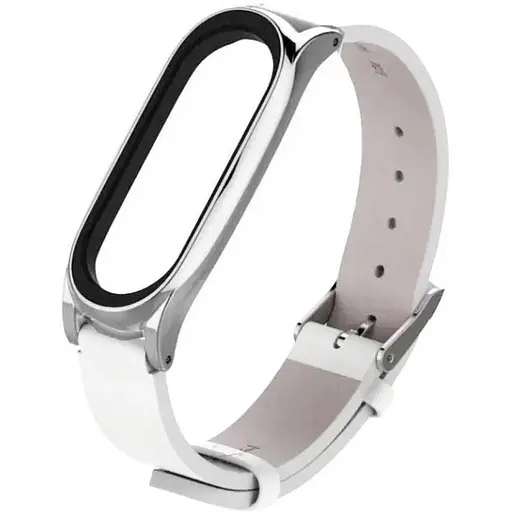 Кожаный ремешок MiJobs для фитнес-браслета Xiaomi Mi Band 5 и 6 Type B коричневый, держатель - золотистый