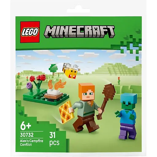 Конструктор LEGO Minecraft Конфлікт біля багаття Алекса 31 деталь (30732)