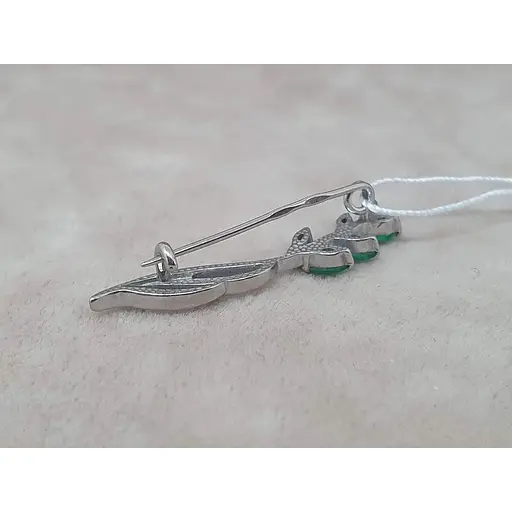 Серебряная брошь-булавка Ирий с фианитами. 9520 ЗЕЛ - фото 2