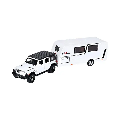 Трейлер D21041 металевий, інерційний, 1:32, 15 см з причепом 18 см, звук і світло, відчиняються двері - фото 3