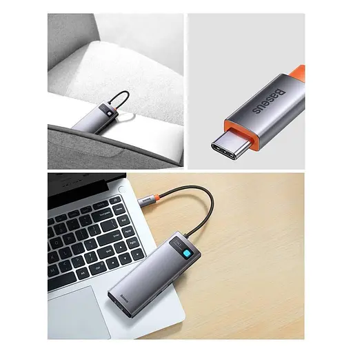 Хаб конвертер Baseus Metal Gleam Usb-C - VGA 7-in-1 WKWG040013 - фото 8