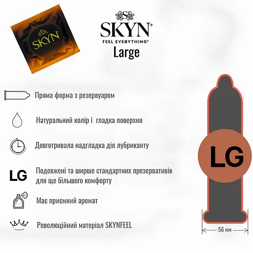 Презерватив Skyn Large XL Безлатексний Збільшений розмір 1 шт. (4821002028030) - фото 4