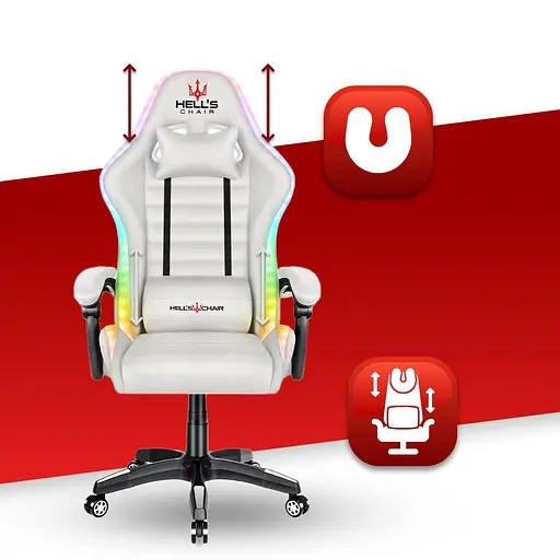 Компьютерное кресло Hell's HC-1003 LED RGB White - фото 6