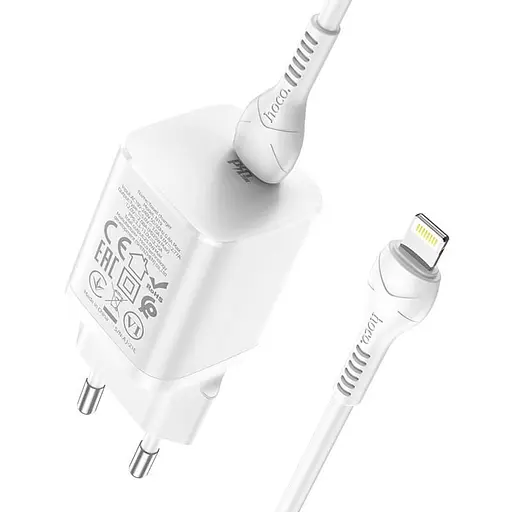 Зарядний комплект Hoco Rigorous charger set N19 Type-C to Lightning cable 25W білий - фото 2