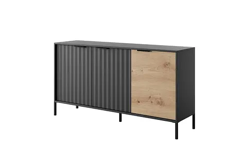 Комод Perfect Home Рейв / Rave 3-дверный 3D/153 Черный/дуб артизан (PFH-091091) - фото 6