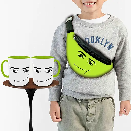 Подарунковий набір: Сумка-бананка + Кружка Роблокс обличча "Roblox", дитячий, для хлопчика (00238)