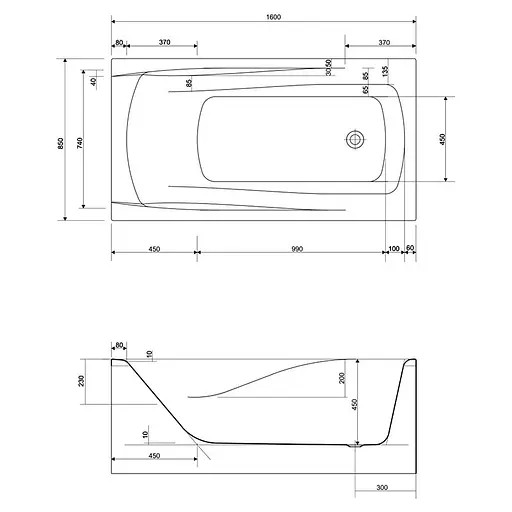 Ванна акрилова Cersant Zen 160x85 - фото 3
