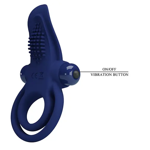 Виброкольцо Pretty Love Vibrant Penis Ring 11.3 см синий - фото 3