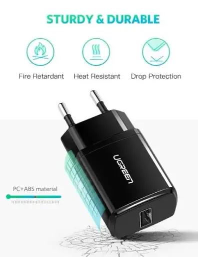 Зарядний пристрій Ugreen ED011 USB Wall Charger 2.1A чорний - фото 3