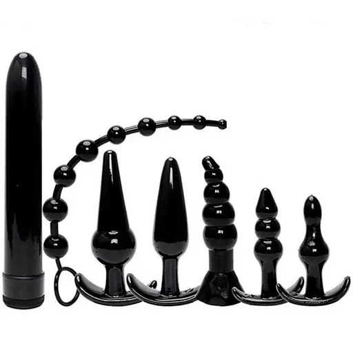 Комплект для інтимних ігор з 7 предметів для анального та вагінального застосування чорний - фото 1