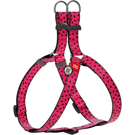 Шлея для собак Waudog Nylon з QR паспортом, малюнок "Кавун", пластиковий фастекс