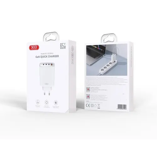 Сетевое зарядное устройство для XO CE23 (EU) 65W GaN Nitride (3USB-C+1USB-A) Fast Charging Charger Белый - фото 2