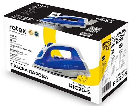 Гладильный утюг ROTEX RIC20-S Super Glide Антипригарное покрытие 1600Вт Вертикальное отпаривание Синий/Белый - фото 10
