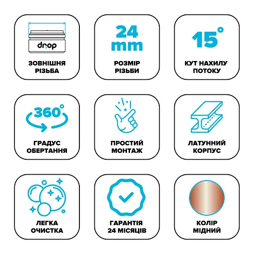 Поворотный адаптер 360° Drop CL360-CPR для смесителя - Угол наклона 15°, внешняя М 24мм - фото 6