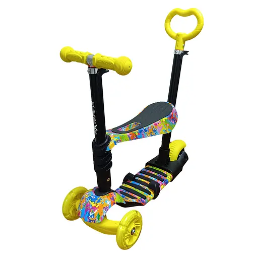 Детский самокат 4-х колесный 5 в 1 Bambi SC20482(Yellow) колеса со светом - фото 1