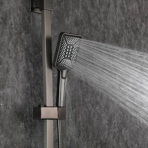 Душова система Gappo G2407-9, поворотний вилив - перемикач на душову головку, 3 режими, графітовий хром - фото 3