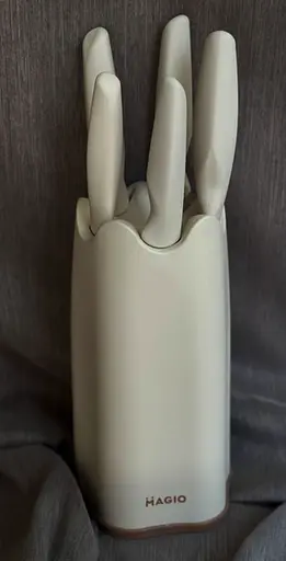 Универсальный набор 5 кухонных ножей нержавеющая сталь с подставкой бакелит для кухни Magio MG-1125 Бежевый - фото 1