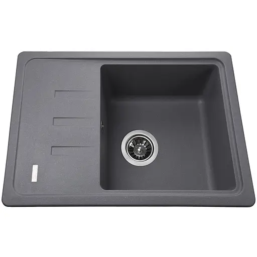 Кухонна мийка гранітна Globus Lux Mono сірий металік 620x435мм-А0003, Сірий - фото 1