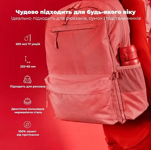 Пляшка для води ION8 металева вакуумна 500 мл Vacuum Insulated Red (I8TS500Red) - фото 4