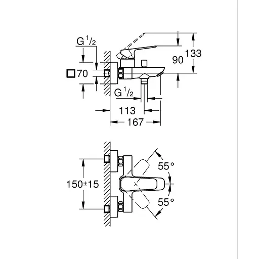 Набір змішувачів для ванни Grohe Cubeo UA125246M243, Чорний матовий - фото 2
