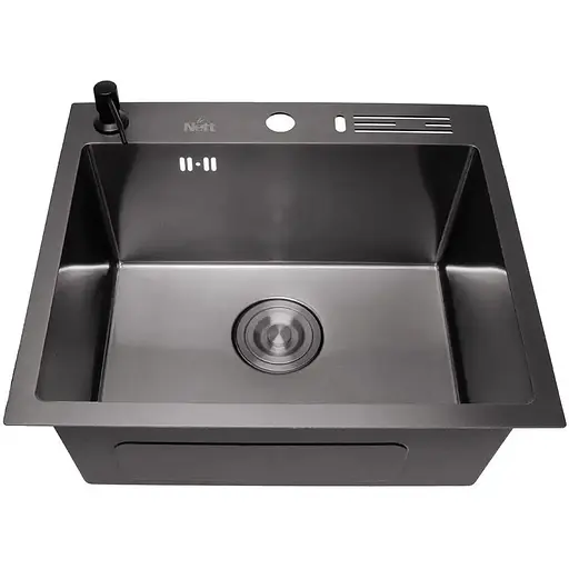 Чорна кухонна мийка Nett NВ-5245 45 см накладна з нержавійки - фото 9