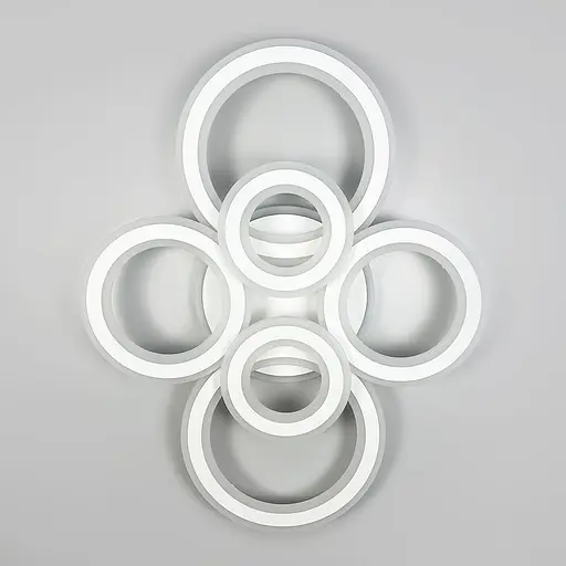 Стельова люстра на 6 кілець у білому корпусі 63×80 см | Арт. A 2763/2+2+2 RGB WT | Line F - фото 1