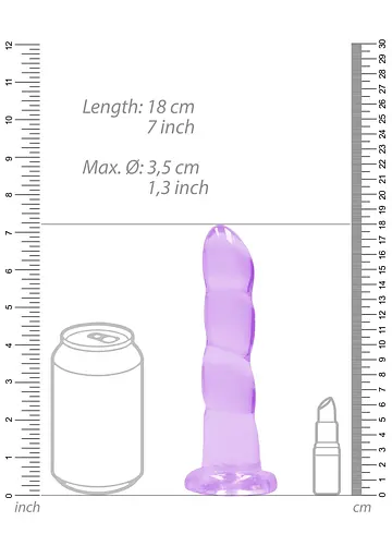 Фалоімітатор RealRock Crystal Clear 7" 18 см (фіолетовий) - фото 2